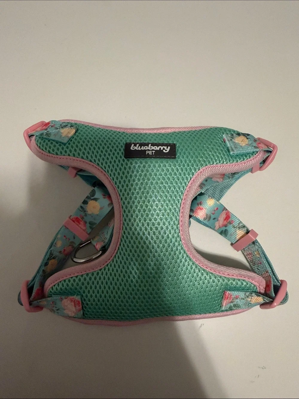 Mint Floral Mesh Pet Harness for Medium Dogs